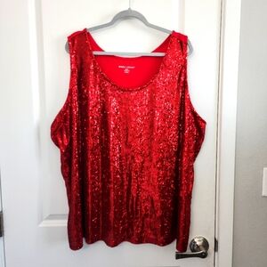 Jessica London Sparkling Red Sequin Tank Top Size 30/32